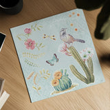 Desert Beauties V Aqua by Daphne Brissonnet. Shown as a detailed flat fine art print, highlighting archival giclee quality. Available as an archival giclee rolled canvas, fine art paper, or poster print. SKU 65786a.
