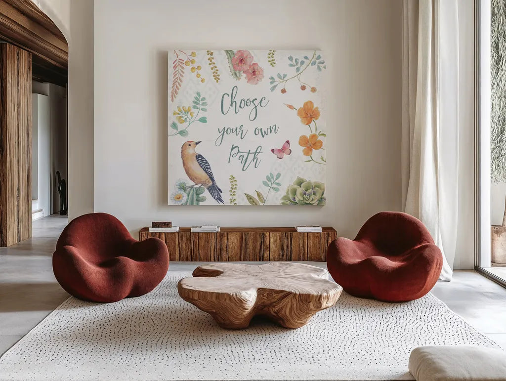 Desert Beauties VI by Daphne Brissonnet. Shown as extra-large giant wall art in a modern living room. Available as an archival giclee rolled canvas, fine art paper, or poster print. SKU 65730a.