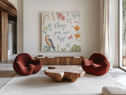 Desert Beauties VI by Daphne Brissonnet. Shown as extra-large giant wall art in a modern living room. Available as an archival giclee rolled canvas, fine art paper, or poster print. SKU 65730a.