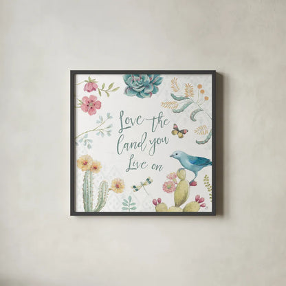 Desert Beauties VII by Daphne Brissonnet. Shown in a sleek black glass frame for a contemporary gallery look. Available as an archival giclee rolled canvas, fine art paper, or poster print. SKU 65731a.