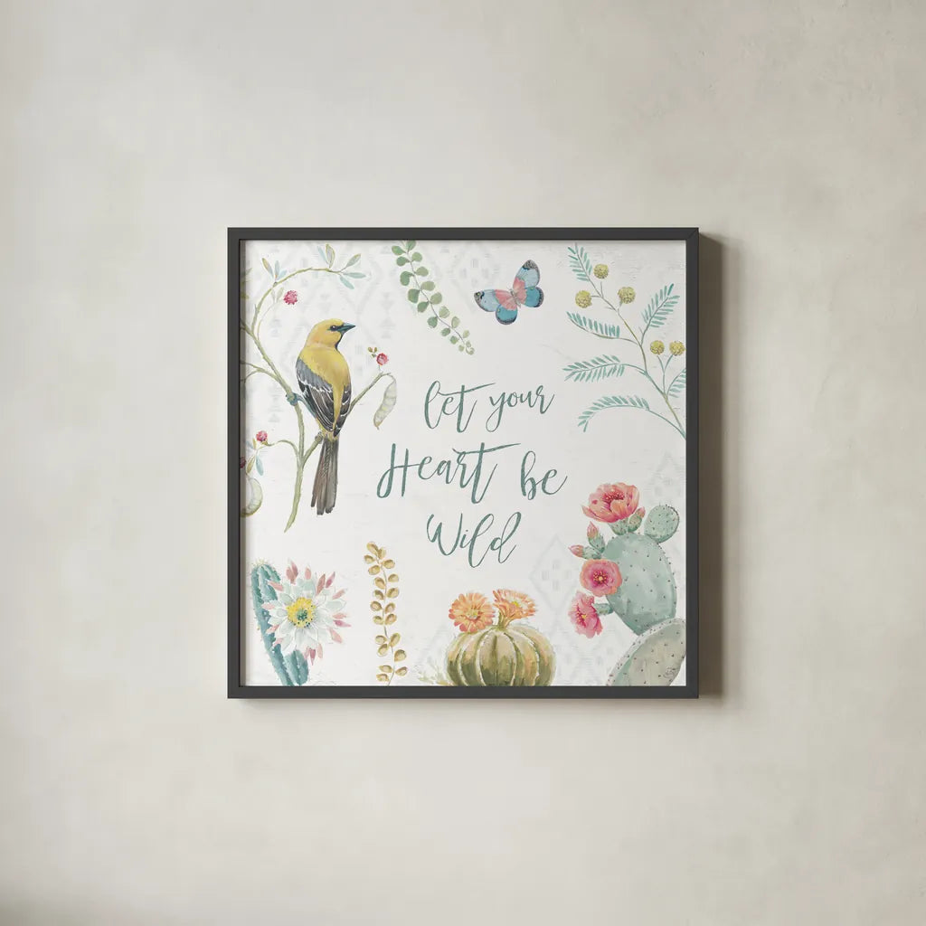 Desert Beauties VIII by Daphne Brissonnet. Shown in a sleek black glass frame for a contemporary gallery look. Available as an archival giclee rolled canvas, fine art paper, or poster print. SKU 65732a.