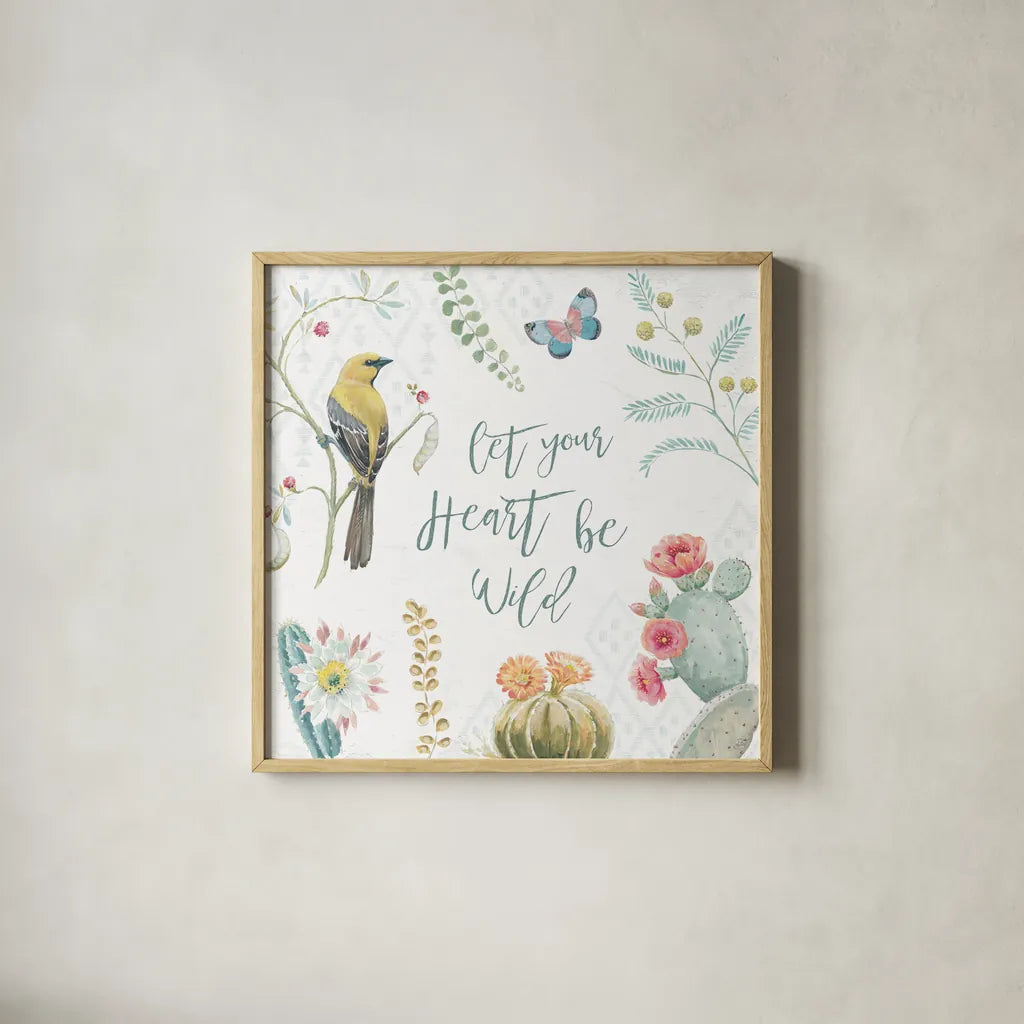 Desert Beauties VIII by Daphne Brissonnet. Shown in a natural wood glass frame for a timeless modern aesthetic. Available as an archival giclee rolled canvas, fine art paper, or poster print. SKU 65732a.