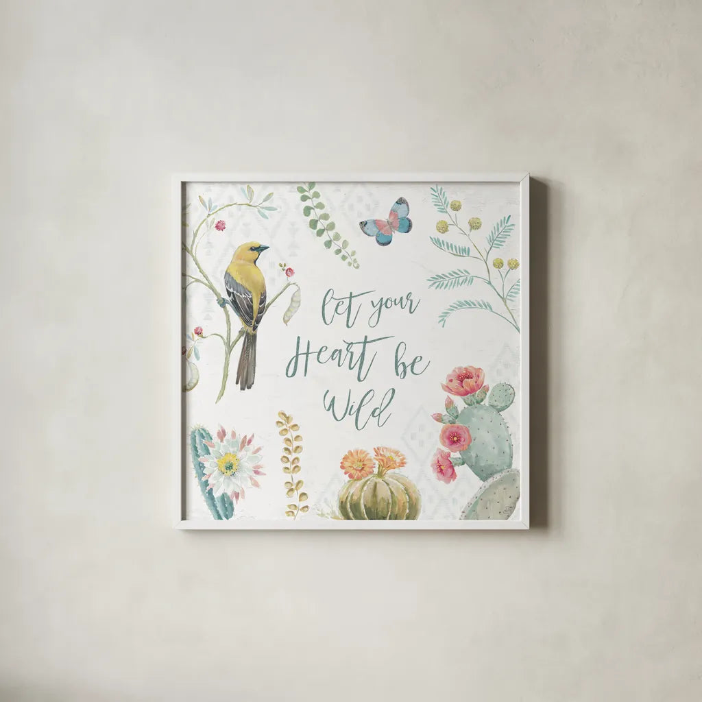 Desert Beauties VIII by Daphne Brissonnet. Shown in a crisp white glass frame for a clean and minimalist style. Available as an archival giclee rolled canvas, fine art paper, or poster print. SKU 65732a.