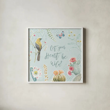 Desert Beauties VIII Aqua by Daphne Brissonnet. Shown in a crisp white glass frame for a clean and minimalist style. Available as an archival giclee rolled canvas, fine art paper, or poster print. SKU 65789a.