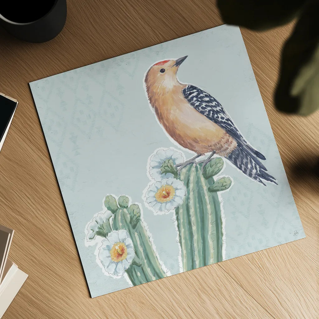 Desert Beauties X Aqua by Daphne Brissonnet. Shown as a detailed flat fine art print, highlighting archival giclee quality. Available as an archival giclee rolled canvas, fine art paper, or poster print. SKU 65791a.