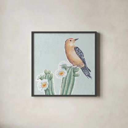 Desert Beauties X Aqua by Daphne Brissonnet. Shown in a sleek black glass frame for a contemporary gallery look. Available as an archival giclee rolled canvas, fine art paper, or poster print. SKU 65791a.