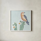Desert Beauties X Aqua by Daphne Brissonnet. Shown in a crisp white glass frame for a clean and minimalist style. Available as an archival giclee rolled canvas, fine art paper, or poster print. SKU 65791a.