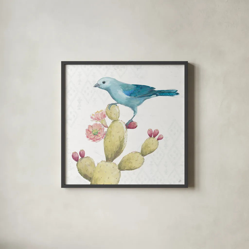 Desert Beauties XI by Daphne Brissonnet. Shown in a sleek black glass frame for a contemporary gallery look. Available as an archival giclee rolled canvas, fine art paper, or poster print. SKU 65781a.