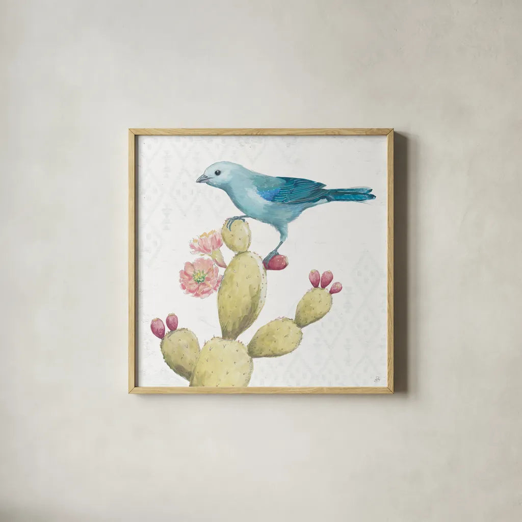 Desert Beauties XI by Daphne Brissonnet. Shown in a natural wood glass frame for a timeless modern aesthetic. Available as an archival giclee rolled canvas, fine art paper, or poster print. SKU 65781a.