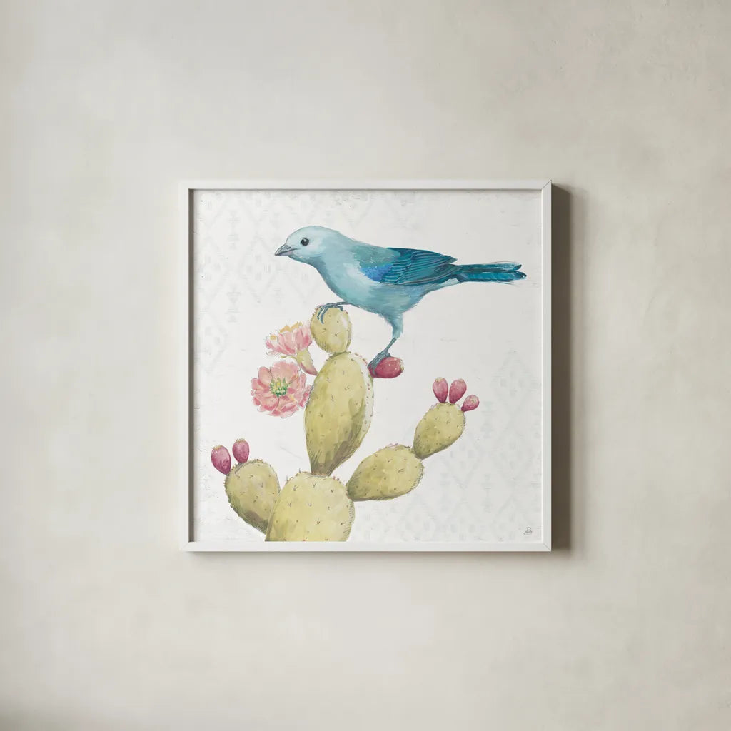 Desert Beauties XI by Daphne Brissonnet. Shown in a crisp white glass frame for a clean and minimalist style. Available as an archival giclee rolled canvas, fine art paper, or poster print. SKU 65781a.