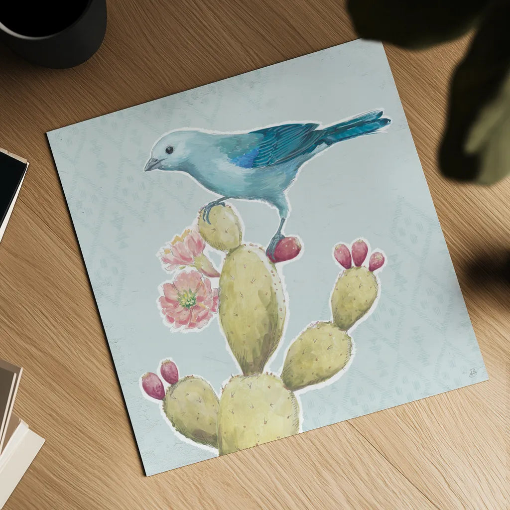 Desert Beauties XI Aqua by Daphne Brissonnet. Shown as a detailed flat fine art print, highlighting archival giclee quality. Available as an archival giclee rolled canvas, fine art paper, or poster print. SKU 65792a.