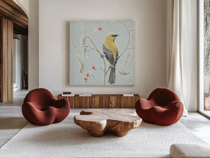 Desert Beauties XII Aqua by Daphne Brissonnet. Shown as extra-large giant wall art in a modern living room. Available as an archival giclee rolled canvas, fine art paper, or poster print. SKU 65793a.