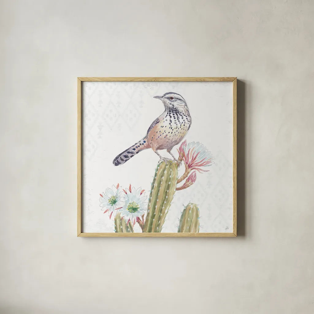 Desert Beauties XIII by Daphne Brissonnet. Shown in a natural wood glass frame for a timeless modern aesthetic. Available as an archival giclee rolled canvas, fine art paper, or poster print. SKU 65736a.