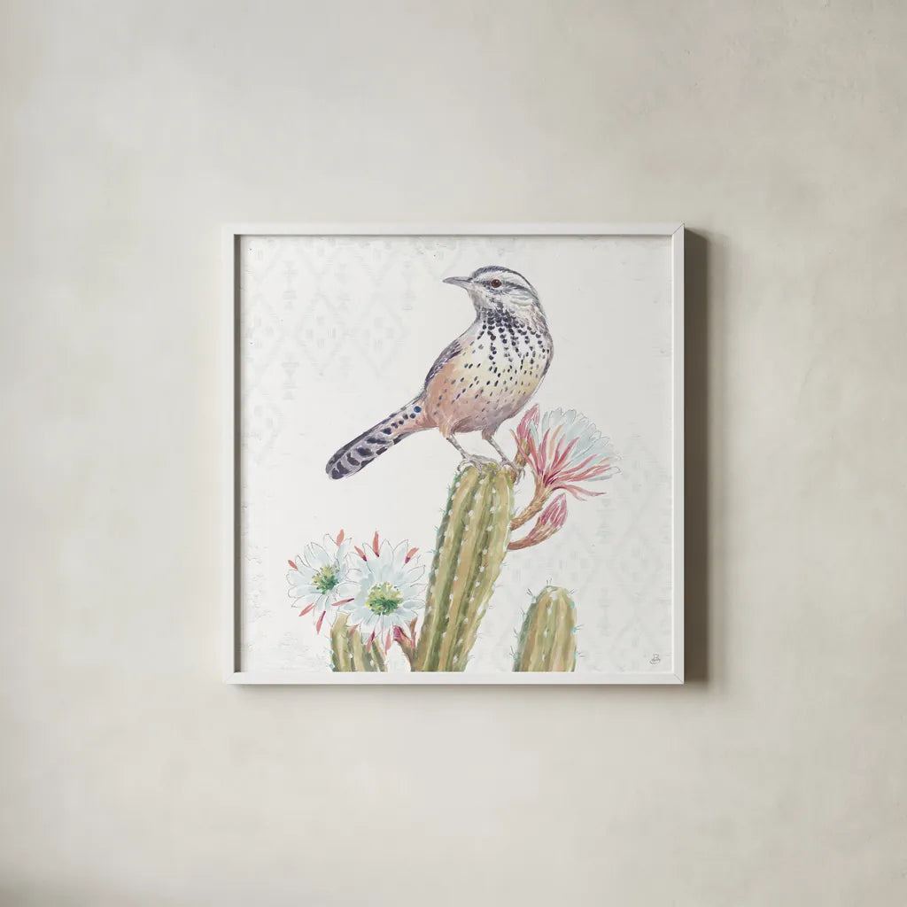 Desert Beauties XIII by Daphne Brissonnet. Shown in a crisp white glass frame for a clean and minimalist style. Available as an archival giclee rolled canvas, fine art paper, or poster print. SKU 65736a.