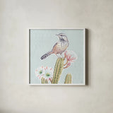 Desert Beauties XIII Aqua by Daphne Brissonnet. Shown in a crisp white glass frame for a clean and minimalist style. Available as an archival giclee rolled canvas, fine art paper, or poster print. SKU 65794a.