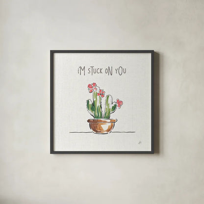 Desert Bloom II by Daphne Brissonnet. Shown in a sleek black glass frame for a contemporary gallery look. Available as an archival giclee rolled canvas, fine art paper, or poster print. SKU 35018a.