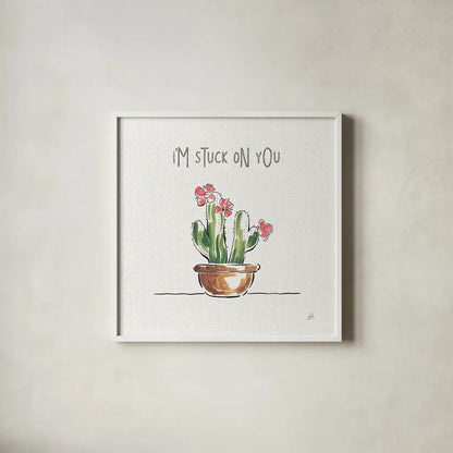 Desert Bloom II by Daphne Brissonnet. Shown in a crisp white glass frame for a clean and minimalist style. Available as an archival giclee rolled canvas, fine art paper, or poster print. SKU 35018a.