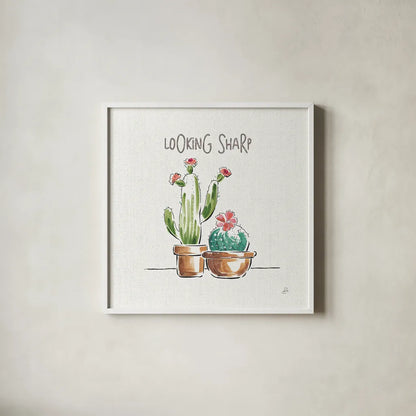 Desert Bloom III by Daphne Brissonnet. Shown in a crisp white glass frame for a clean and minimalist style. Available as an archival giclee rolled canvas, fine art paper, or poster print. SKU 35019a.