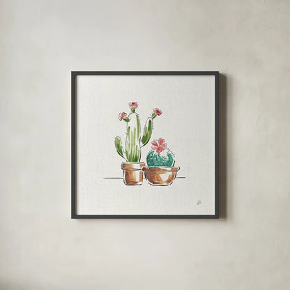 Desert Bloom IV by Daphne Brissonnet. Shown in a sleek black glass frame for a contemporary gallery look. Available as an archival giclee rolled canvas, fine art paper, or poster print. SKU 35020a.