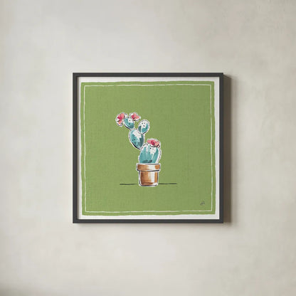 Desert Bloom IX by Daphne Brissonnet. Shown in a sleek black glass frame for a contemporary gallery look. Available as an archival giclee rolled canvas, fine art paper, or poster print. SKU 35025a.