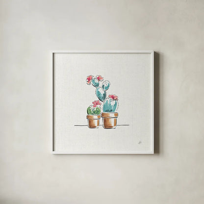 Desert Bloom V by Daphne Brissonnet. Shown in a crisp white glass frame for a clean and minimalist style. Available as an archival giclee rolled canvas, fine art paper, or poster print. SKU 35021a.