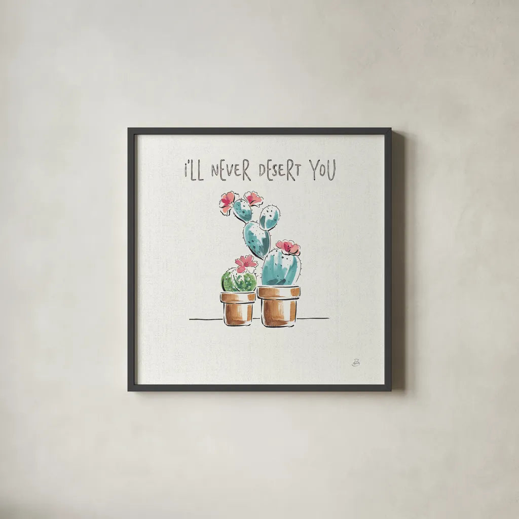 Desert Bloom V Dessert by Daphne Brissonnet. Shown in a sleek black glass frame for a contemporary gallery look. Available as an archival giclee rolled canvas, fine art paper, or poster print. SKU 53652a.