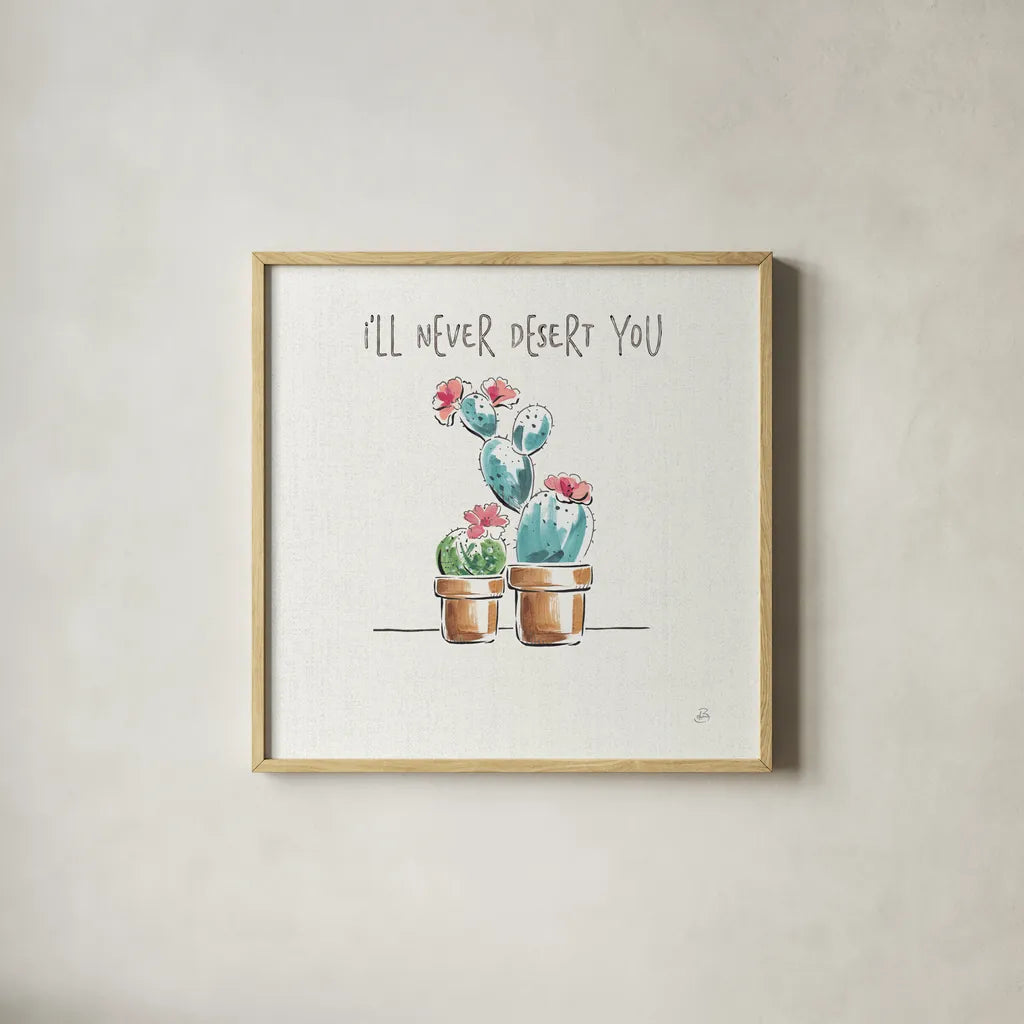 Desert Bloom V Dessert by Daphne Brissonnet. Shown in a natural wood glass frame for a timeless modern aesthetic. Available as an archival giclee rolled canvas, fine art paper, or poster print. SKU 53652a.