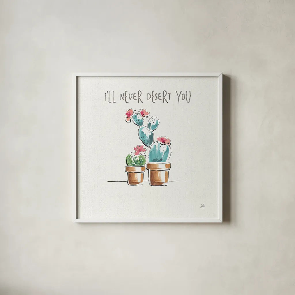 Desert Bloom V Dessert by Daphne Brissonnet. Shown in a crisp white glass frame for a clean and minimalist style. Available as an archival giclee rolled canvas, fine art paper, or poster print. SKU 53652a.