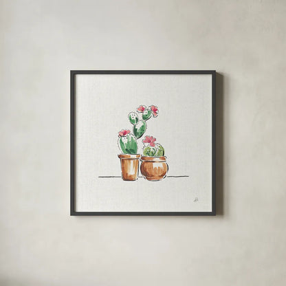 Desert Bloom VII by Daphne Brissonnet. Shown in a sleek black glass frame for a contemporary gallery look. Available as an archival giclee rolled canvas, fine art paper, or poster print. SKU 35023a.