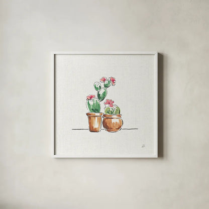 Desert Bloom VII by Daphne Brissonnet. Shown in a crisp white glass frame for a clean and minimalist style. Available as an archival giclee rolled canvas, fine art paper, or poster print. SKU 35023a.
