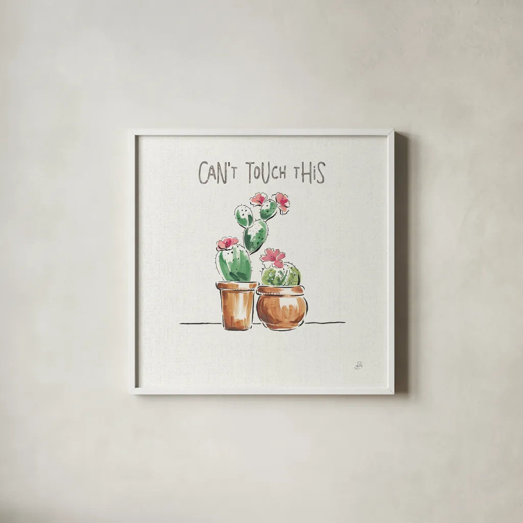 Desert Bloom VII Touch by Daphne Brissonnet. Shown in a crisp white glass frame for a clean and minimalist style. Available as an archival giclee rolled canvas, fine art paper, or poster print. SKU 53653a.