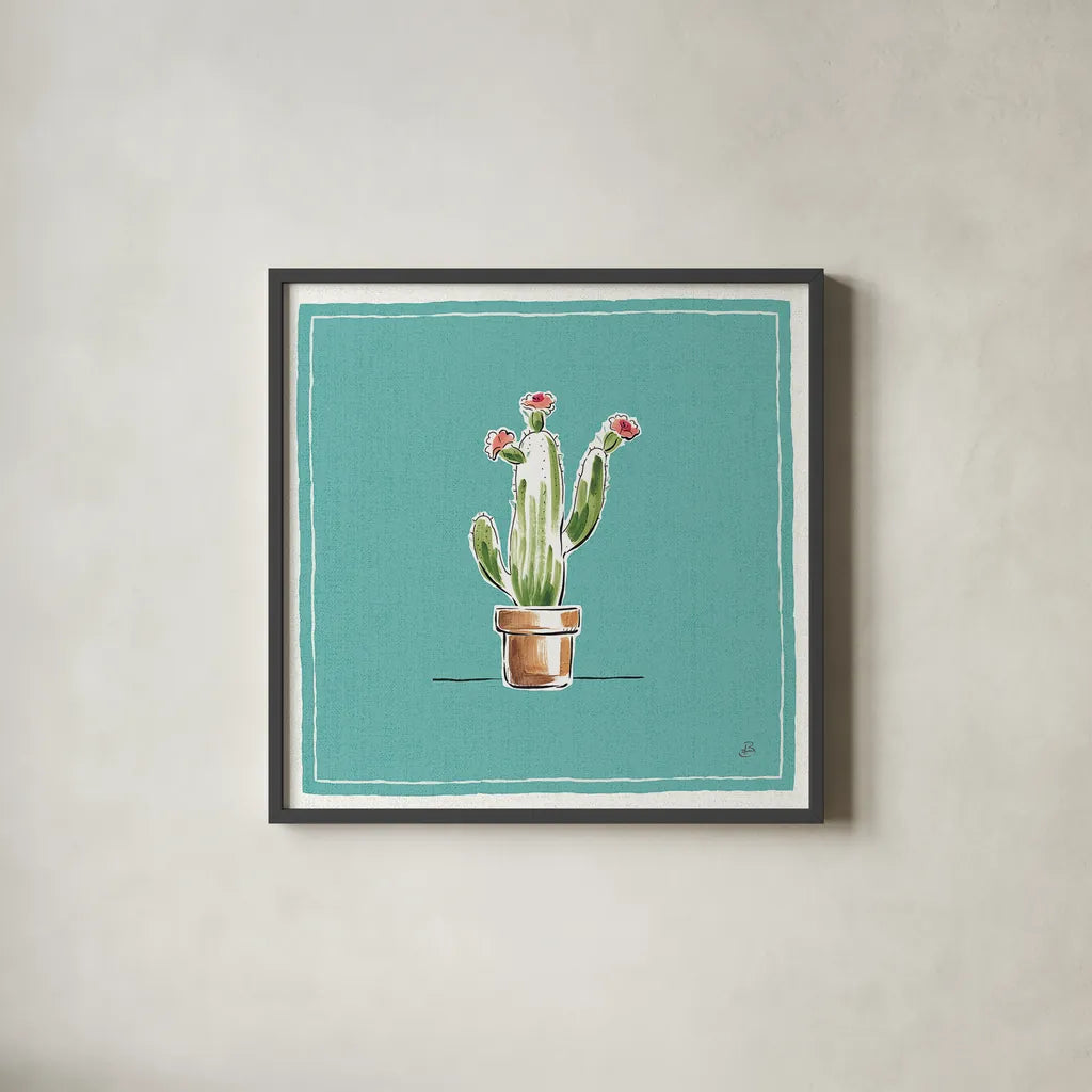 Desert Bloom VIII by Daphne Brissonnet. Shown in a sleek black glass frame for a contemporary gallery look. Available as an archival giclee rolled canvas, fine art paper, or poster print. SKU 35024a.