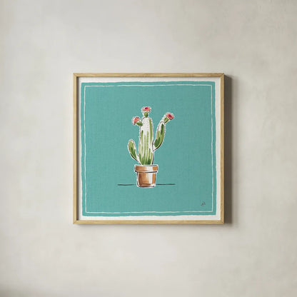 Desert Bloom VIII by Daphne Brissonnet. Shown in a natural wood glass frame for a timeless modern aesthetic. Available as an archival giclee rolled canvas, fine art paper, or poster print. SKU 35024a.