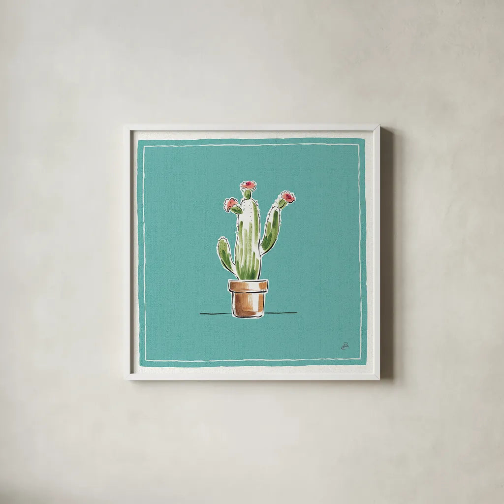 Desert Bloom VIII by Daphne Brissonnet. Shown in a crisp white glass frame for a clean and minimalist style. Available as an archival giclee rolled canvas, fine art paper, or poster print. SKU 35024a.