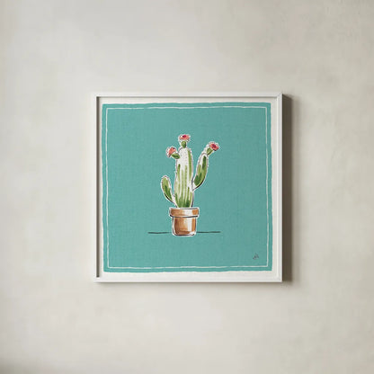 Desert Bloom VIII by Daphne Brissonnet. Shown in a crisp white glass frame for a clean and minimalist style. Available as an archival giclee rolled canvas, fine art paper, or poster print. SKU 35024a.