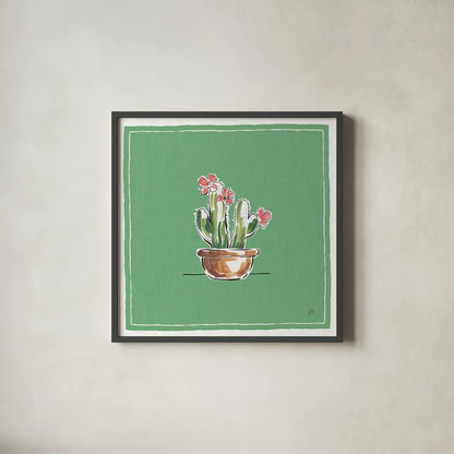 Desert Bloom X by Daphne Brissonnet. Shown in a sleek black glass frame for a contemporary gallery look. Available as an archival giclee rolled canvas, fine art paper, or poster print. SKU 35026a.