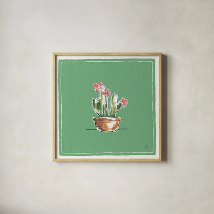 Desert Bloom X by Daphne Brissonnet. Shown in a natural wood glass frame for a timeless modern aesthetic. Available as an archival giclee rolled canvas, fine art paper, or poster print. SKU 35026a.