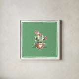 Desert Bloom X by Daphne Brissonnet. Shown in a crisp white glass frame for a clean and minimalist style. Available as an archival giclee rolled canvas, fine art paper, or poster print. SKU 35026a.
