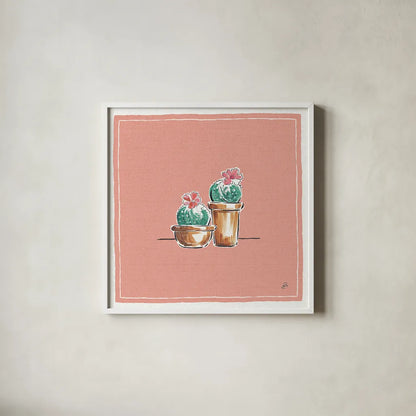 Desert Bloom XI by Daphne Brissonnet. Shown in a crisp white glass frame for a clean and minimalist style. Available as an archival giclee rolled canvas, fine art paper, or poster print. SKU 35027a.