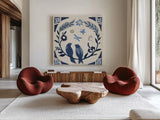 Desert Flair III by Daphne Brissonnet. Shown as extra-large giant wall art in a modern living room. Available as an archival giclee rolled canvas, fine art paper, or poster print. SKU 62046a.