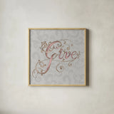 Elegant Season Give Grey Pink by Daphne Brissonnet. Shown in a natural wood glass frame for a timeless modern aesthetic. Available as an archival giclee rolled canvas, fine art paper, or poster print. SKU 76415a.