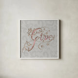 Elegant Season Give Grey Pink by Daphne Brissonnet. Shown in a crisp white glass frame for a clean and minimalist style. Available as an archival giclee rolled canvas, fine art paper, or poster print. SKU 76415a.