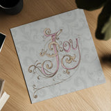 Elegant Season Joy Grey Pink by Daphne Brissonnet. Shown as a detailed flat fine art print, highlighting archival giclee quality. Available as an archival giclee rolled canvas, fine art paper, or poster print. SKU 76417a.