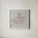 Elegant Season Joy Grey Pink by Daphne Brissonnet. Shown in a crisp white glass frame for a clean and minimalist style. Available as an archival giclee rolled canvas, fine art paper, or poster print. SKU 76417a.