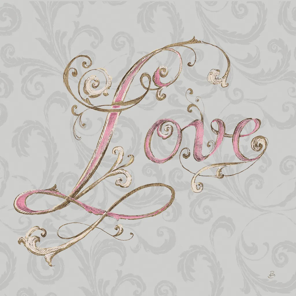 Elegant Season Love Grey Pink by Daphne Brissonnet. SKU 76419a. Archival Giclee Fine art print for wall decor.