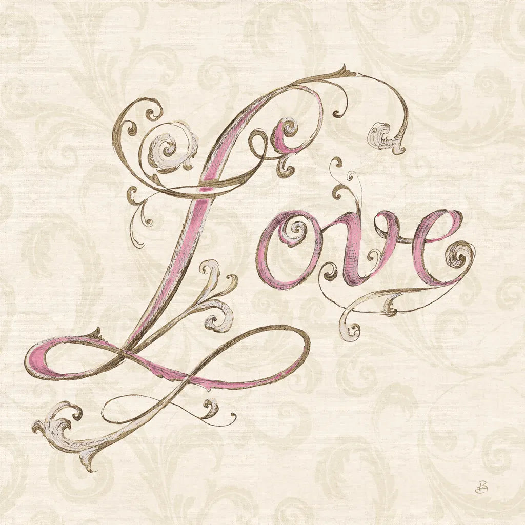 Elegant Season Love Pink by Daphne Brissonnet. SKU 76418a. Archival Giclee Fine art print for wall decor.