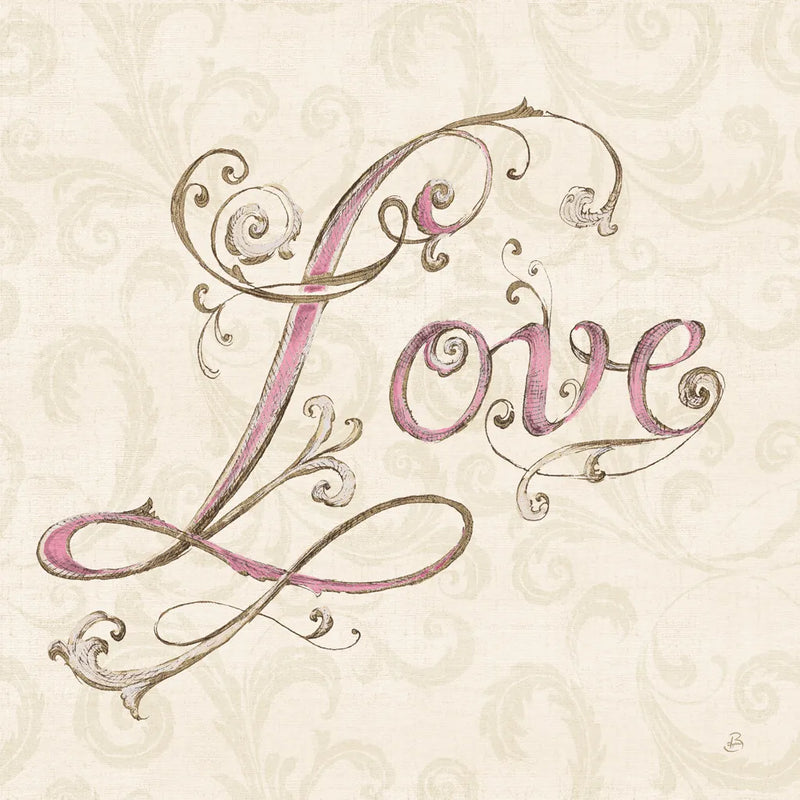 Elegant Season Love Pink by Daphne Brissonnet. SKU 76418a. Archival Giclee Fine art print for wall decor.