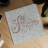 Elegant Season Share Grey Pink by Daphne Brissonnet. Shown as a detailed flat fine art print, highlighting archival giclee quality. Available as an archival giclee rolled canvas, fine art paper, or poster print. SKU 76421a.