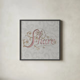 Elegant Season Share Grey Pink by Daphne Brissonnet. Shown in a sleek black glass frame for a contemporary gallery look. Available as an archival giclee rolled canvas, fine art paper, or poster print. SKU 76421a.