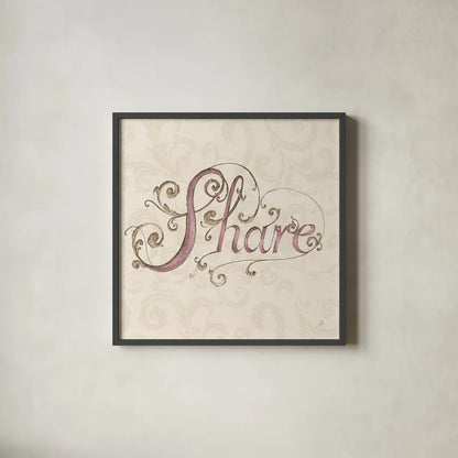 Elegant Season Share Pink by Daphne Brissonnet. Shown in a sleek black glass frame for a contemporary gallery look. Available as an archival giclee rolled canvas, fine art paper, or poster print. SKU 76420a.